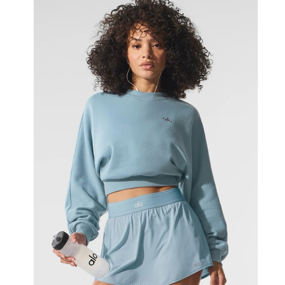Alo Cropped Accolade Crewneck NWT Celestial Blue